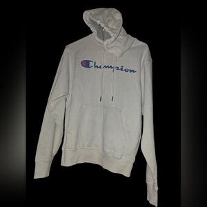 7/63. Champion Women's White Hoodie with Blue Logo